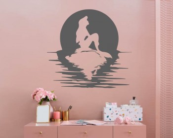 Full Moon Silhouette with Little Mermaid Modern Wall Decal
